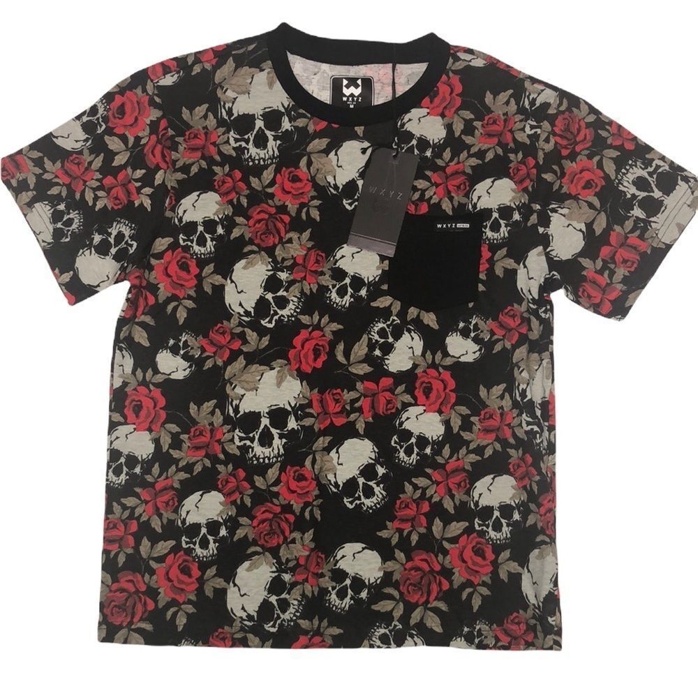 Black and Red Skull Print Kids Tee